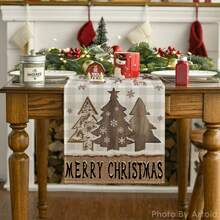 Mantel navideño, decoración estacional de invierno con renos y copos de nieve para la mesa de la cocina o comedor en el hogar y fiestas - Multicolor - Ver 25