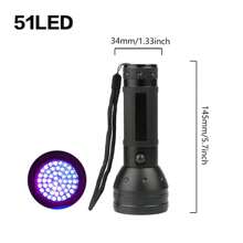 12/21/51/100 LED Purple Flashlight 395 UV Flashlight Ultraviolet Banknote Inspection Fluorescence Detection Cat Moss Multi-Light Outdoor Catch Fish Catch Bugs Purple Light - Black - View 13