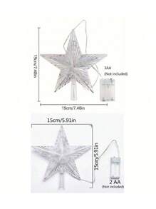 1pc Star Shape White Light Or Warm Light Christmas Holiday Home Decorations Suitable For Christmas Tree Decor, Star Tree Topper, Battery Powered (Battery Not Included)