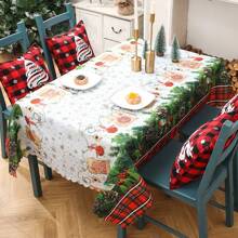 1 pezzo Nuovo tessuto decorativo natalizio, decorazione per feste natalizie, tovaglia con stampa creativa a cartoni animati natalizi per tavolo, lavabile in lavatrice, dimensioni 150*180cm per tavolo da pranzo natalizio