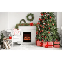 108'' In. Lighted Faux Spruce Garland - Army Green - View 4