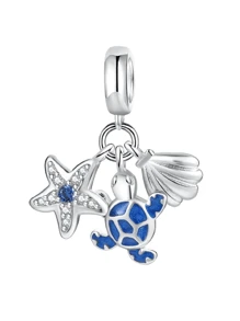 1pc 925 Sterling Silver Blue Cat, Penguin, Puppy Pendant Charm, Suitable For Bracelet DIY, Women's Jewelry, Student Supplies - Silver - View 17