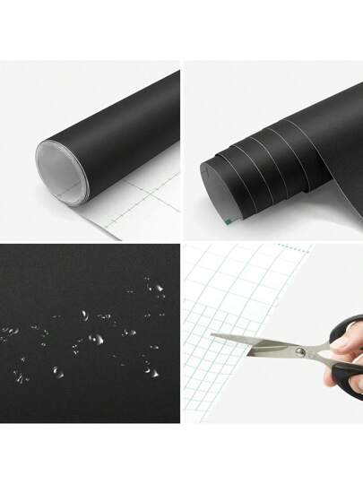 Ucdfi 1roll Matte Zwart Contact Paper Peel Stick Wallpaper Thick Waterproof ative Self Adhesive Vinyl Film Wrap Cabinets Countertops Walls Table, Renovation Stickers Wand Panels, Paper, Wallpapers, ation Items Refresh Your Home, Festival Birthday Graduation view 2