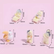 2 piezas de colgantes decorativos de resina con gato 3D lindo para accesorios de joyería DIY - Multicolor - Ver 5