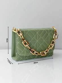 Luxury Women's Handbag With Chain Strap And Crossbody Shoulder Bag - 軍綠色 - 查看 7