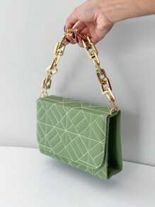 Luxury Women's Handbag With Chain Strap And Crossbody Shoulder Bag - 軍綠色 - 查看 3