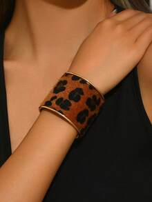 1 件女士夸张时尚潮流豹纹手镯，简约设计，适合日常、派对、节日 - 豹紋 - 查看 2