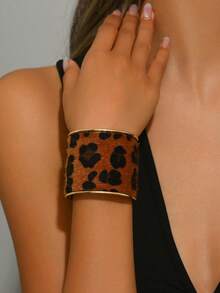 1 件女士夸张时尚潮流豹纹手镯，简约设计，适合日常、派对、节日 - 豹紋 - 查看 1