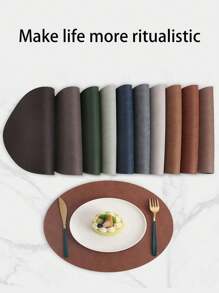 1pc Faux Leather 2-Size Multicolor Waterproof Oil-Proof Placemats For Restaurant Dining Table, Heat Insulation Coasters - Multicolor - View 2