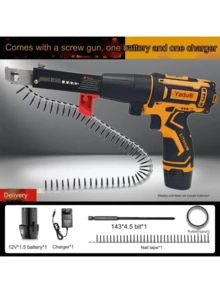 Automatic Chain Nail Gun Adapter Electric Nailer Screw Gun Kit For Woodworking Plaster Board Fixed Tools Power Drill Attachment - 12V Chain Nail Gun - View 13