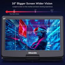 17.9" Portable DVD Player With 16" Large Screen 5 Hours Battery, 1600x900, USB SD Card, Last Memory, Region Free - Black - View 5