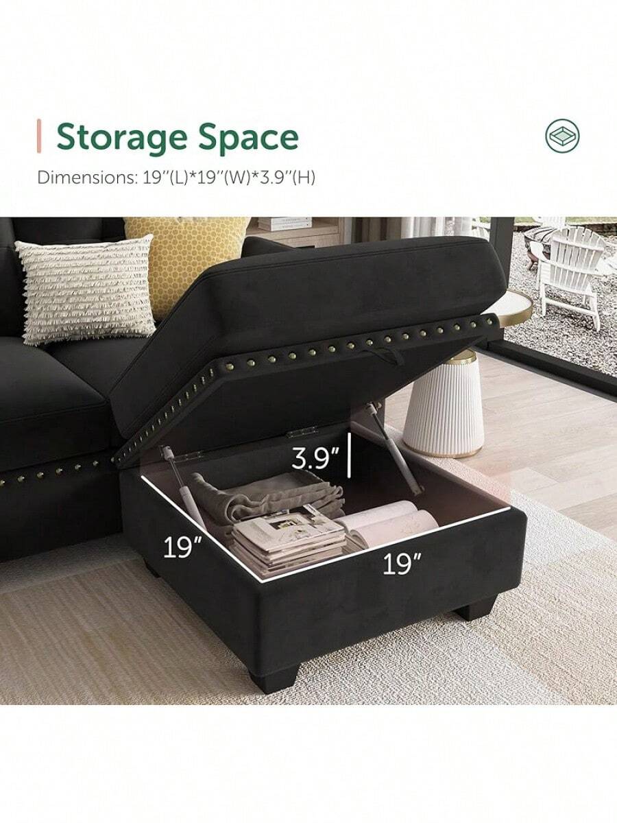 HONBAY Reversible Sectional Sofa LShape Sofa Convertible Couch 4