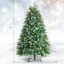 Homasis 5/6/7/9 FT Pre-Lit Artificial Christmas Tree Hinged Xmas Tree W/ 11 Flash Modes - Green 5FT - View 10