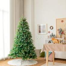 Homasis 5/6/7/9 FT Pre-Lit Artificial Christmas Tree Hinged Xmas Tree W/ 11 Flash Modes - Green 5FT - View 2