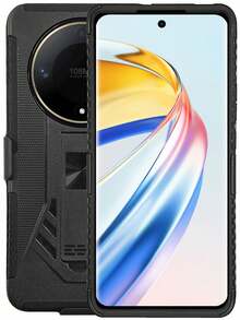 FUNDA ANILLO USO RUDO O CON CLIP PARA HONOR X9B HONOR MAGIC 6 LITE - Blanco y Negro - Ver 6