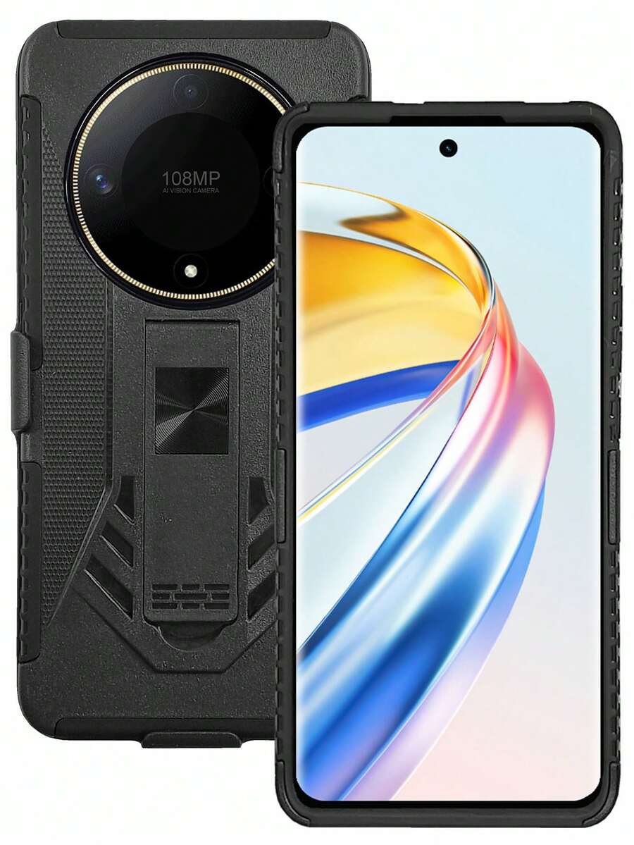 FUNDA ANILLO USO RUDO O CON CLIP PARA HONOR X9B HONOR MAGIC 6 LITE - Blanco y Negro - Ver 1