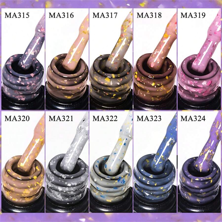 Mtssii 7ml Gold White Foil Glitter Rubber Base Coat SelfLeveling Semi