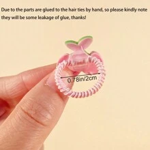 10pcs Colorful Cherry & Fruit & Vegetable Shaped Elastic Hair Ties For Girls, Suitable For Daily Use - Multicolor - View 7