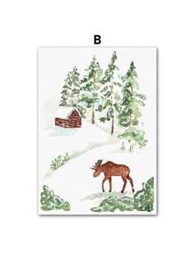 1 pezzo Quadro su tela con dipinto di regalo invernale natalizio, di un camino, motivi scandinavi, per decorazione della parete del soggiorno senza cornice