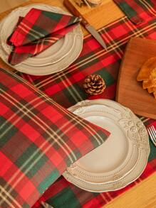 1 pieza Mantel a cuadros estilo país con colores navideños, de fibra de poliéster rectangular a prueba de polvo, tejido, adecuado para sala de estar, dormitorio, comedor y decoración navideña