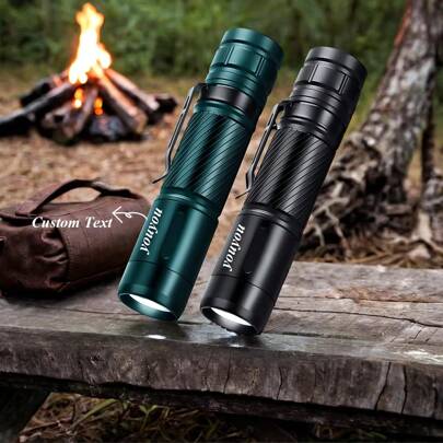 1pc Mini LED Customized Camping Flashlight, 3 Modes, Rechargeable Portable Pocket Torch, Suitable For Home, Outdoor Camping, Hiking, Cycling, Waterproof, Great Gift For Husband Or Father, Camping Accessory