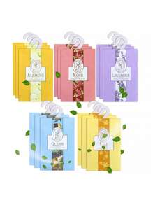 5pcs Bedroom Air Freshener Sachets, Multi-Floral Fragrance, Hanging Wardrobe Deodorizer, Anti-Moth, Fragrant Sachet