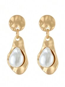 Donabus 1 对珍珠耳环，防过敏金珍珠耳坠，适合女士 - Color - 查看 1