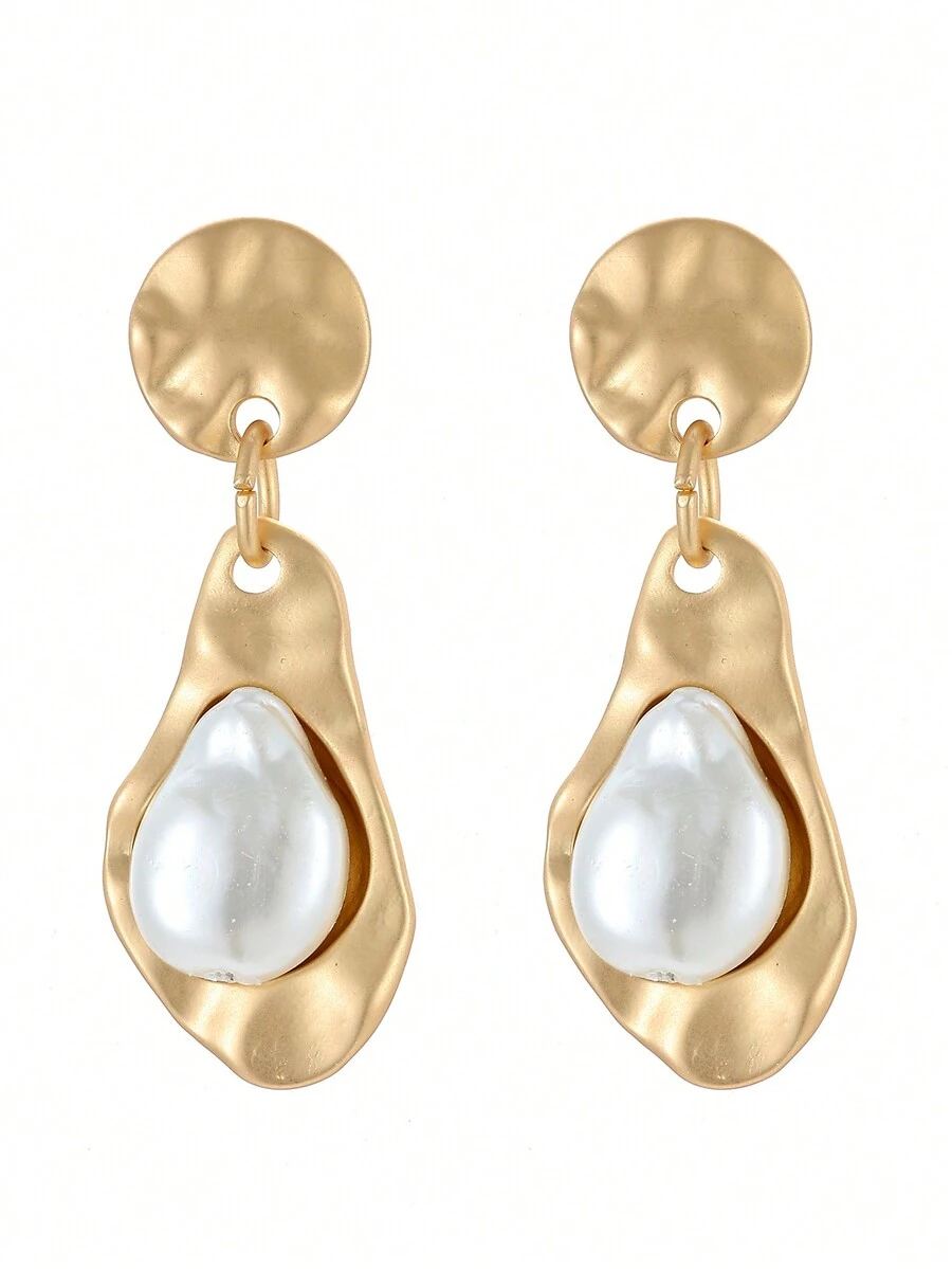 Donabus 1 对珍珠耳环，防过敏金珍珠耳坠，适合女士 - Color - 查看 1