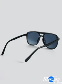 1pc New Retro Chic Double Bridge Aviator Frame Fashion Glasses, Versatile Daily Casual Outfit Accessory