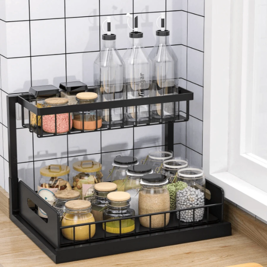 Lower Sink Storage Rack PullOut Storage Rack 2Layer SlideOut