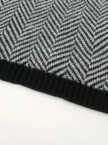 1pc Striped Polyester Scarf/Shawl, Autumn/Winter Reversible Warm Soft Touch Scarf, Unisex, Knitted Herringbone Pattern, Fashionable Gift For Students And Couples