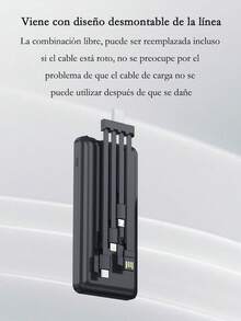 Cargador portátil, power bank de emergencia, 10000MAH, con cuatro cables de carga desmontables, con pantalla LED y luz LED, compatible con Apple y Android, - Multicolor - Ver 7