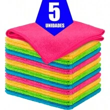 Kit 5 Multipurpose Cleaning Flannel Microfiber Cloth - 多種顏色 - 查看 1