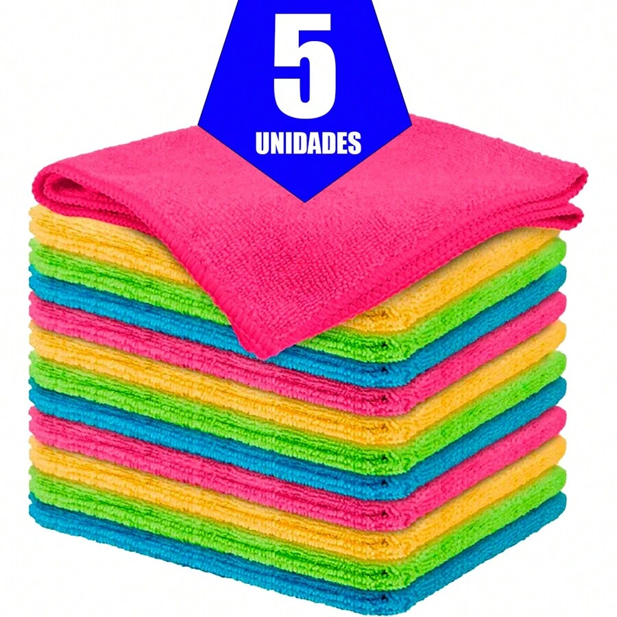 Kit 5 Multipurpose Cleaning Flannel Microfiber Cloth - 多種顏色 - 查看 1