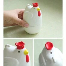 4-Egg Chicken Shaped Stainless Steel Microwave Egg Cooker - Multicolor - View 4