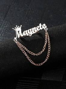 个性定制新款胸针带字母组合首字母链条标志别针胸针商务父亲节男士情人节珠宝皇冠商务