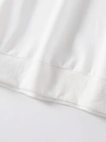 男士简约字母印花圆领长袖休闲运动衫 - 白色 - 查看 6