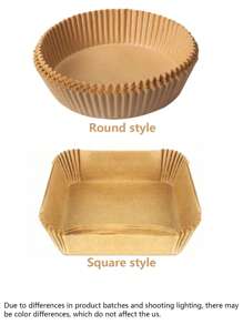 10pcs/30pcs/50pcs/100pcs/200pcs Air Fryer Disposable Baking Paper, Wood Pulp Material, Suitable For Steamer, Cheesecake Etc., Square Or Round Shape Available - Khaki - View 9