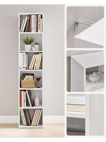 VASAGLE Librería, Estantería de 6 Niveles, para Salón, Estudio, Oficin, Dormitorio, Estilo Escandinavo, 40 x 24 x 178,5 cm, Blanco - Blanco - Ver 6