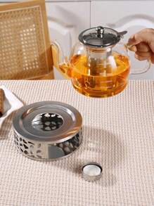 1 件装不锈钢蜡烛加热器空心底座，玻璃茶壶加热器，用于加热茶壶，返回学校 - 銀色 - 查看 3