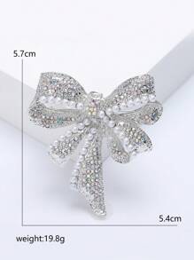Rhinestone Bow Brooch For Women Dress Coat Pin Christmas New Year Gift