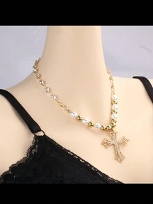 1 chiếc vòng cổ trang trí kim cương thánh giá tối giản - Mô hình chéo - Xem 8