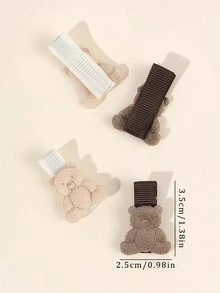8 件装熊发夹，适合幼儿女孩，可爱米色卡其色熊鳄鱼夹纯色发夹纯色动物发夹儿童婴儿发饰 - 彩色 - 查看 4