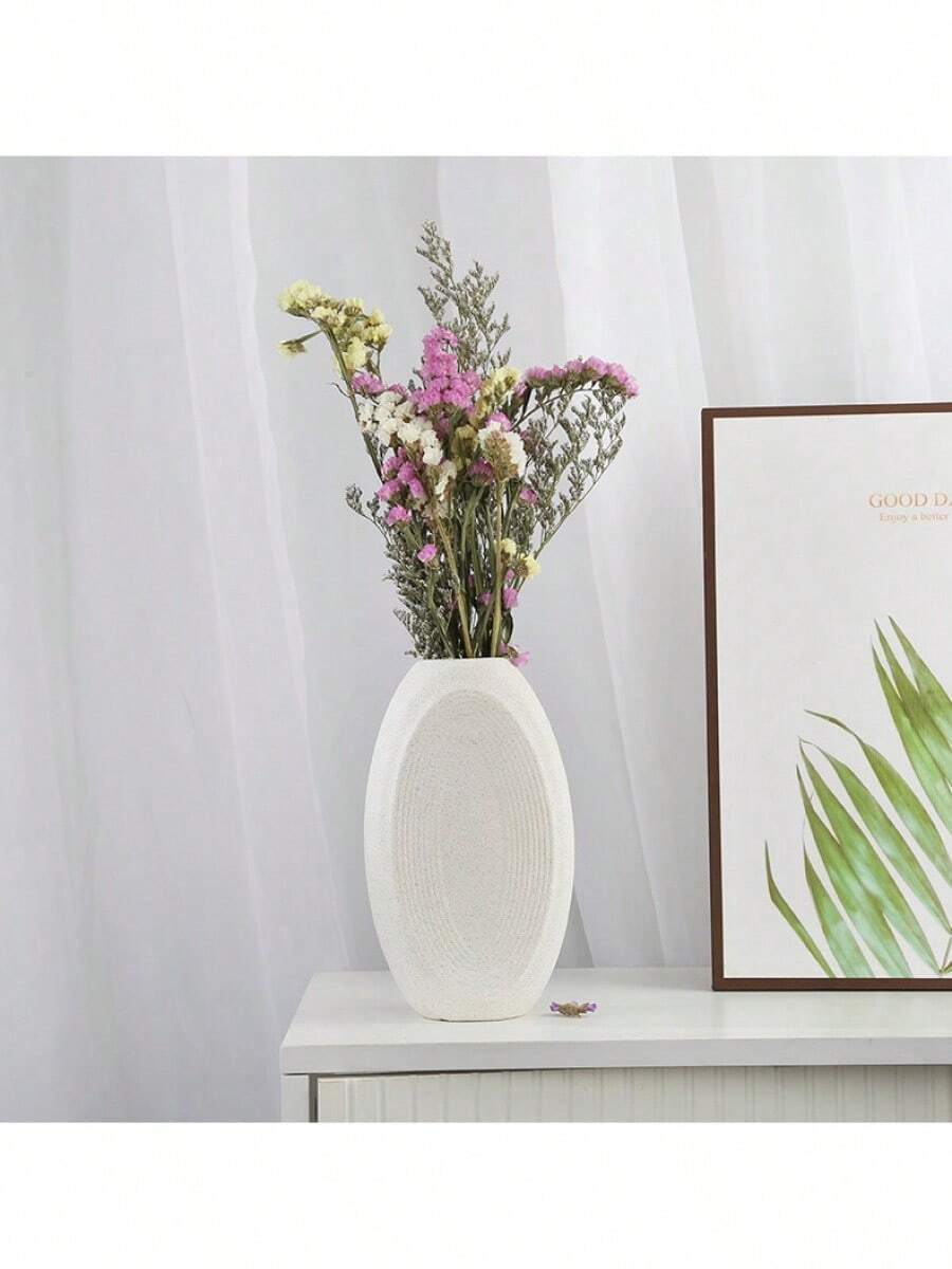 [AELLY] In Stock Simple Cream Matte Ceramic Vase, Nordic Decoration For