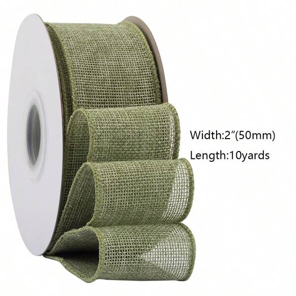 Burlap Ribbon With Wired Edge, Multiple Colors And Sizes Of Decor Burlap For Gift Wrapping, Crafts, Wreath, Christmas Tree, And Rustic Wedding Decorations, Continuous 10 Yards Each Roll