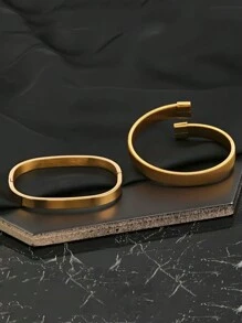 Men's Stainless Steel Bracelet Set Rectangular Bracelet Open Bracelet Simple Fashion Suitable For Daily Wear Holiday Gifts