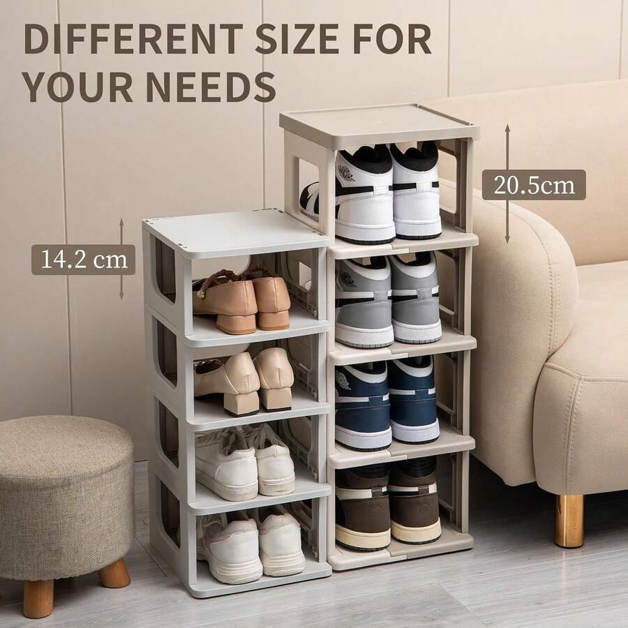 Narrow Shoe Rack 5 Tier Foldable Shoe Storage And Organisation For