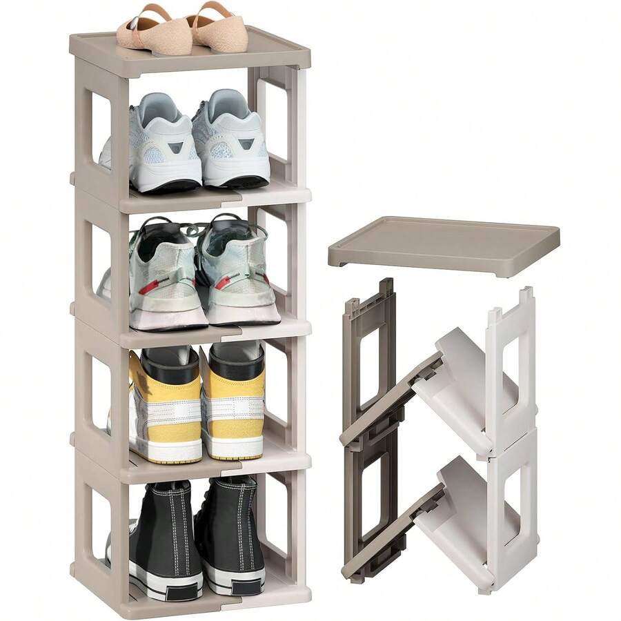 Narrow Shoe Rack 5 Tier Foldable Shoe Storage And Organisation For