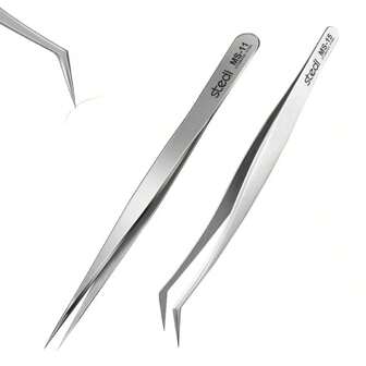 Stedi 2PCS Precision Tweezer Set, Model Hobbyist Tools, Ultra Precision High Quality Stainless Steel Tweezers, For Gundam, Scale Military Models, 3D Resin Parts, Industrial Tweezers