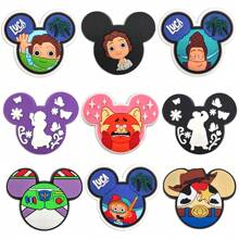 Disney Set de 9 adornos para zapatos con diseño de ratón, decoraciones de PVC para bolsas de playa, accesorios para zapatos, idea de regalo para cumpleaños, Navidad, San Valentín, fiestas de Halloween